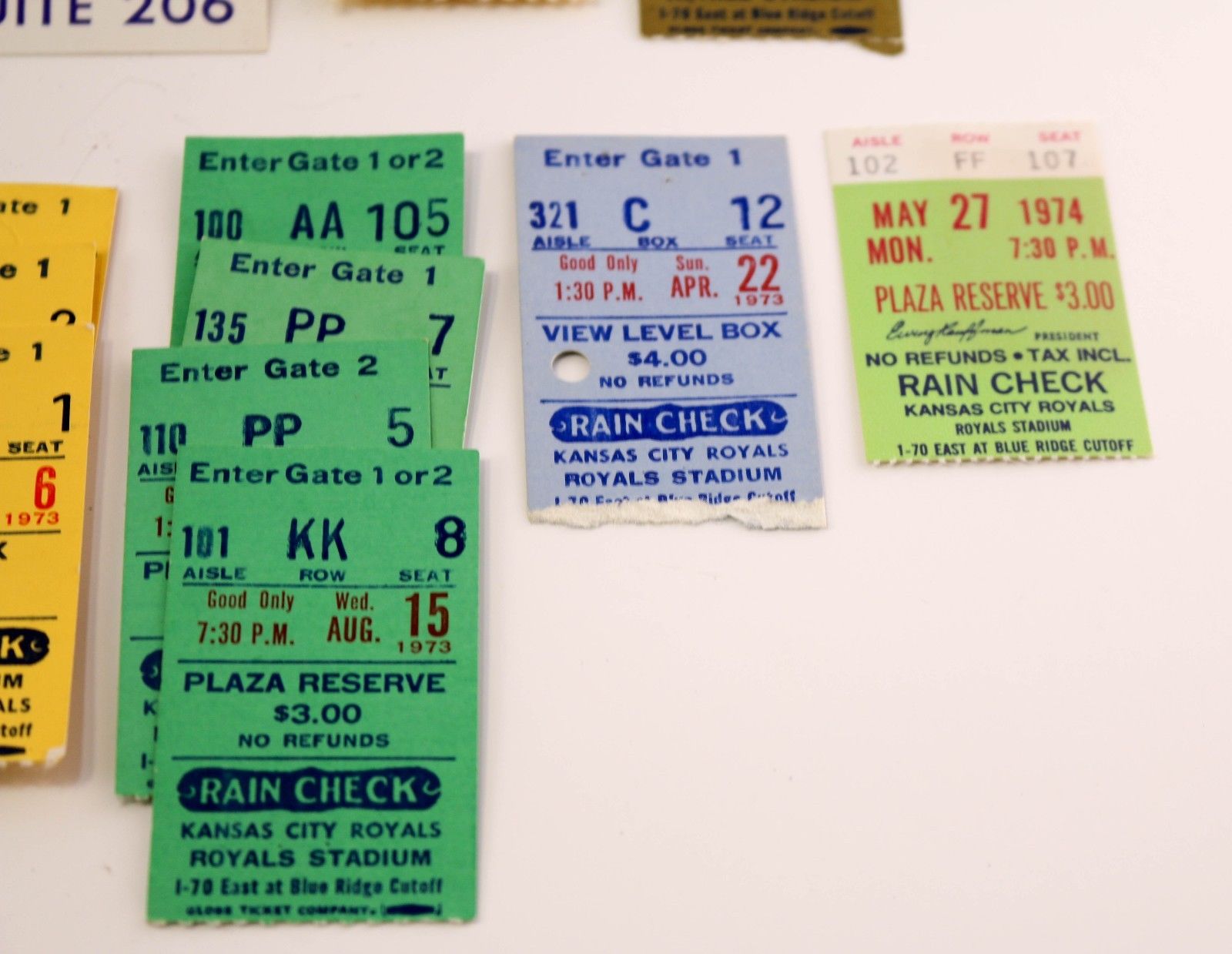 Vintage 1970s Used KC Royals MLB Baseball Ticket Stubs