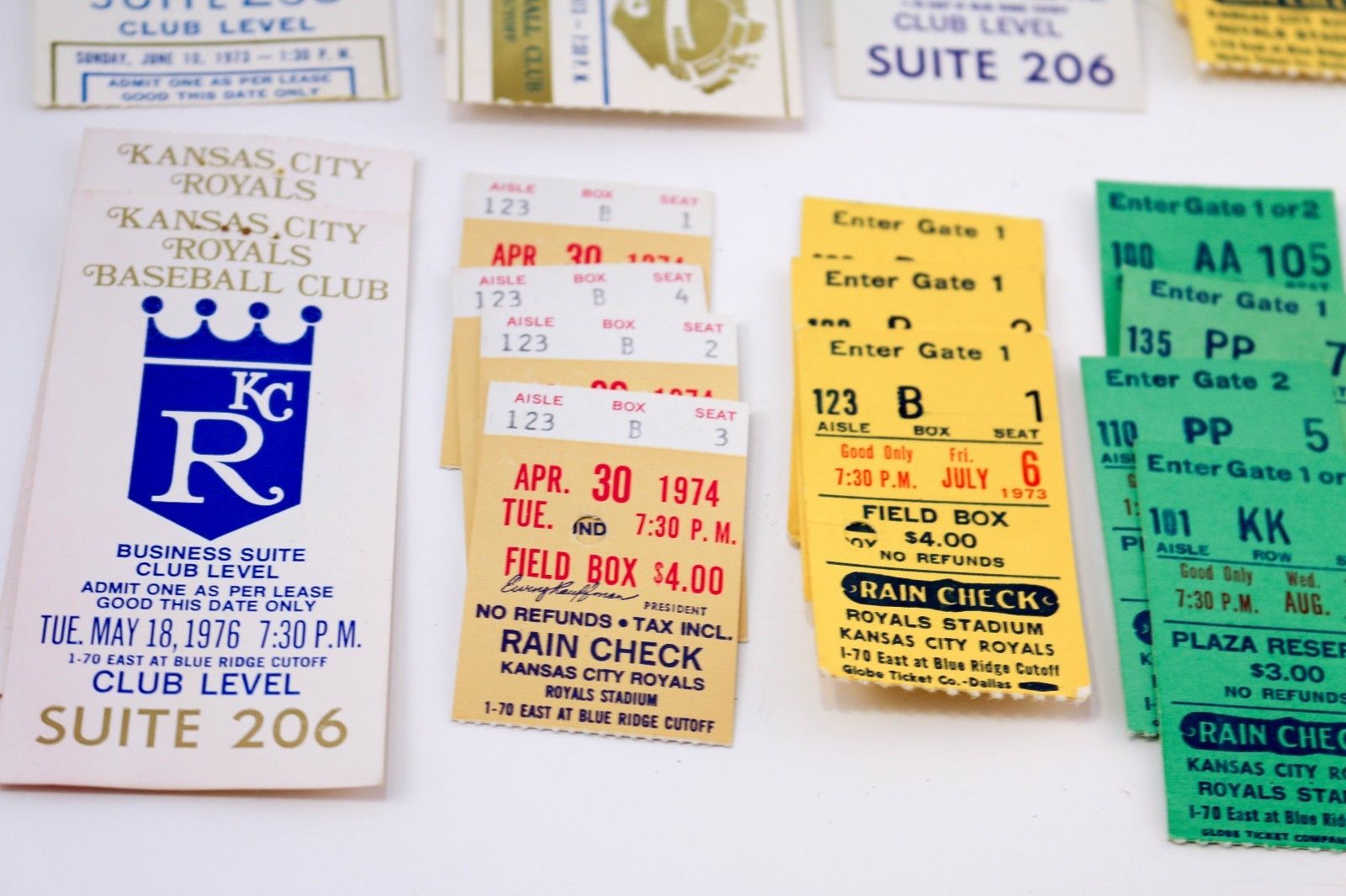 Vintage 1970s Used KC Royals MLB Baseball Ticket Stubs