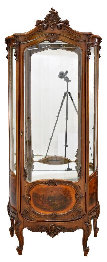 FRENCH VERNIS MARTIN CURVED GLASS VITRINE, early 1900s