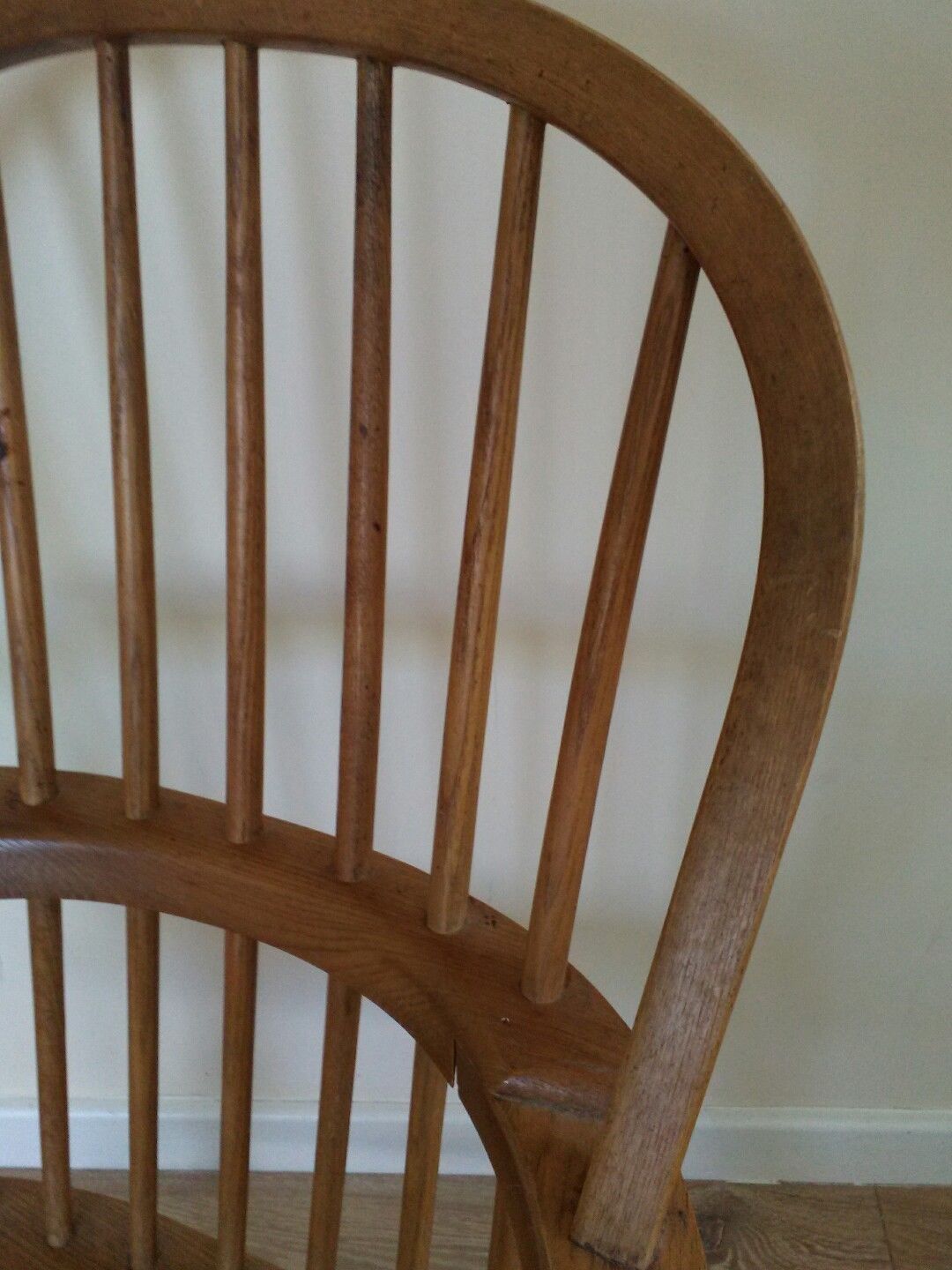 Vintage mid century windsor elm farmhouse spindle back arm chair