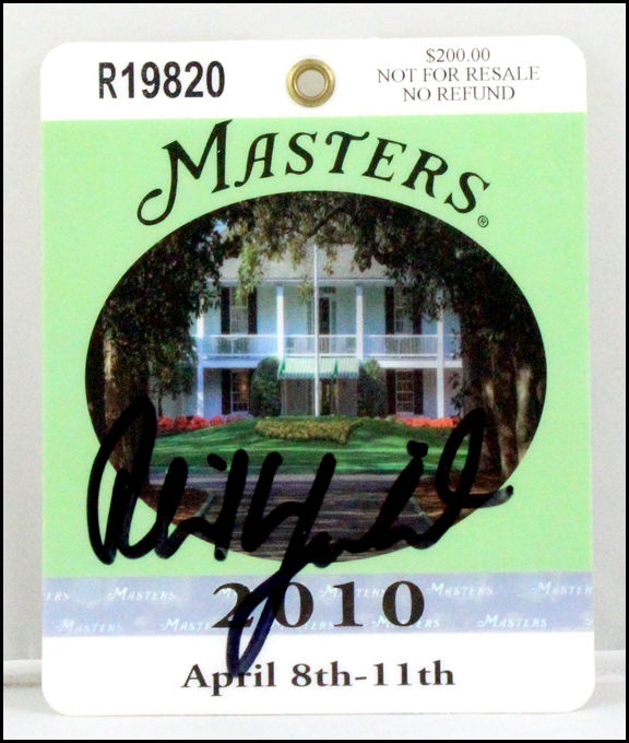 PHIL MICKELSON AUTOGRAPHED SIGNED 2010 MASTERS BADGE PGA TOUR GOLF PSA COA