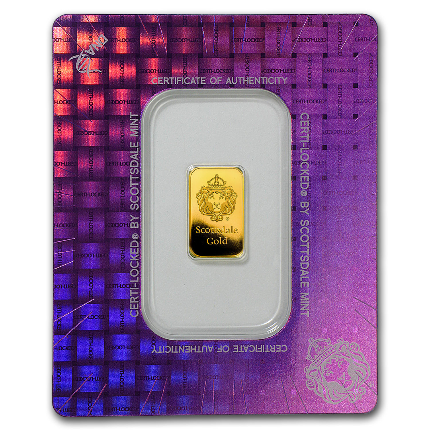 2 gram Gold Bar - Scottsdale Mint (In Certi-Lock® Assay) - SKU #97649