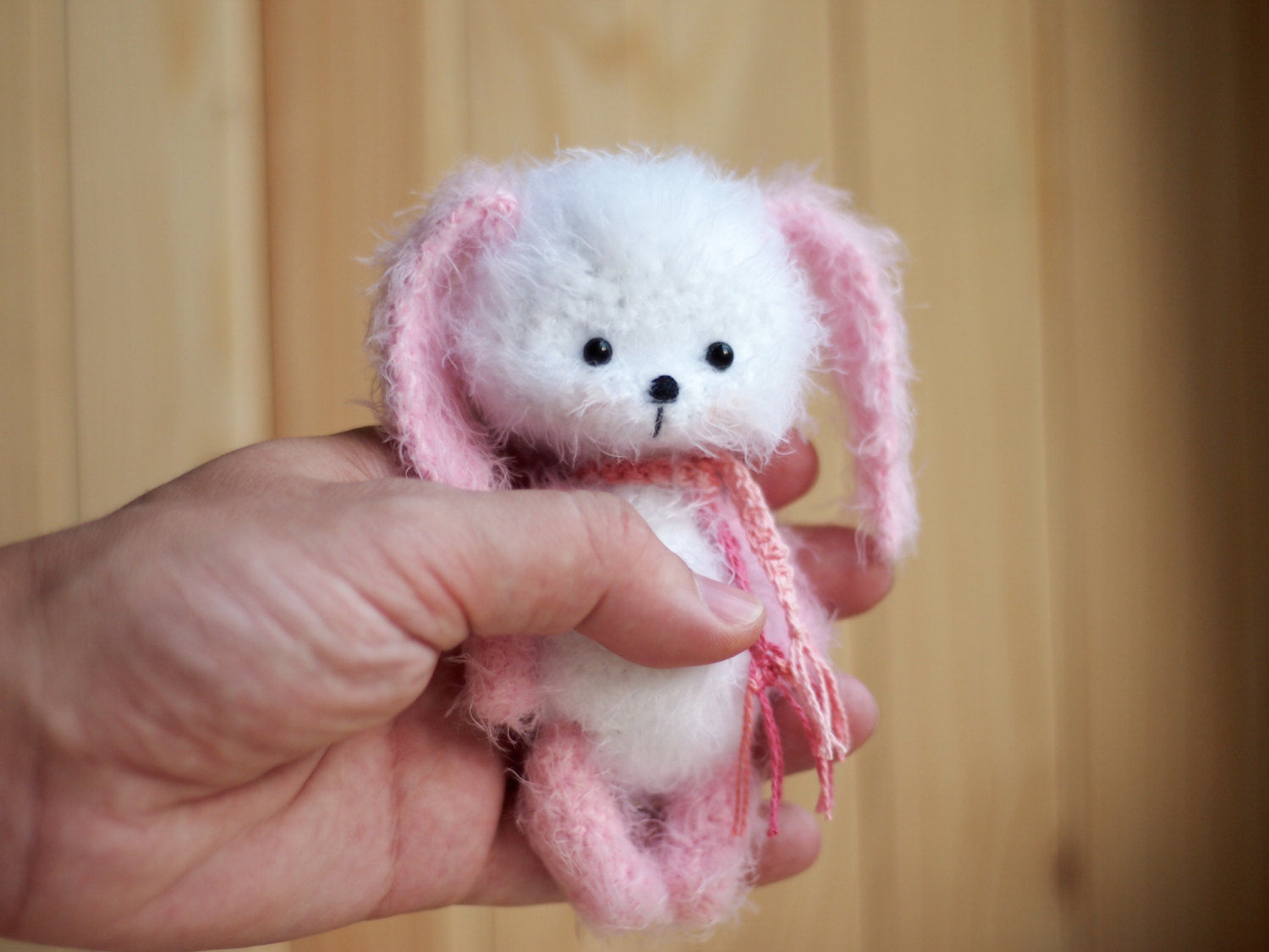 Ooak Artist crochet bunny handmade kawaii teddy bear toy gift present for her