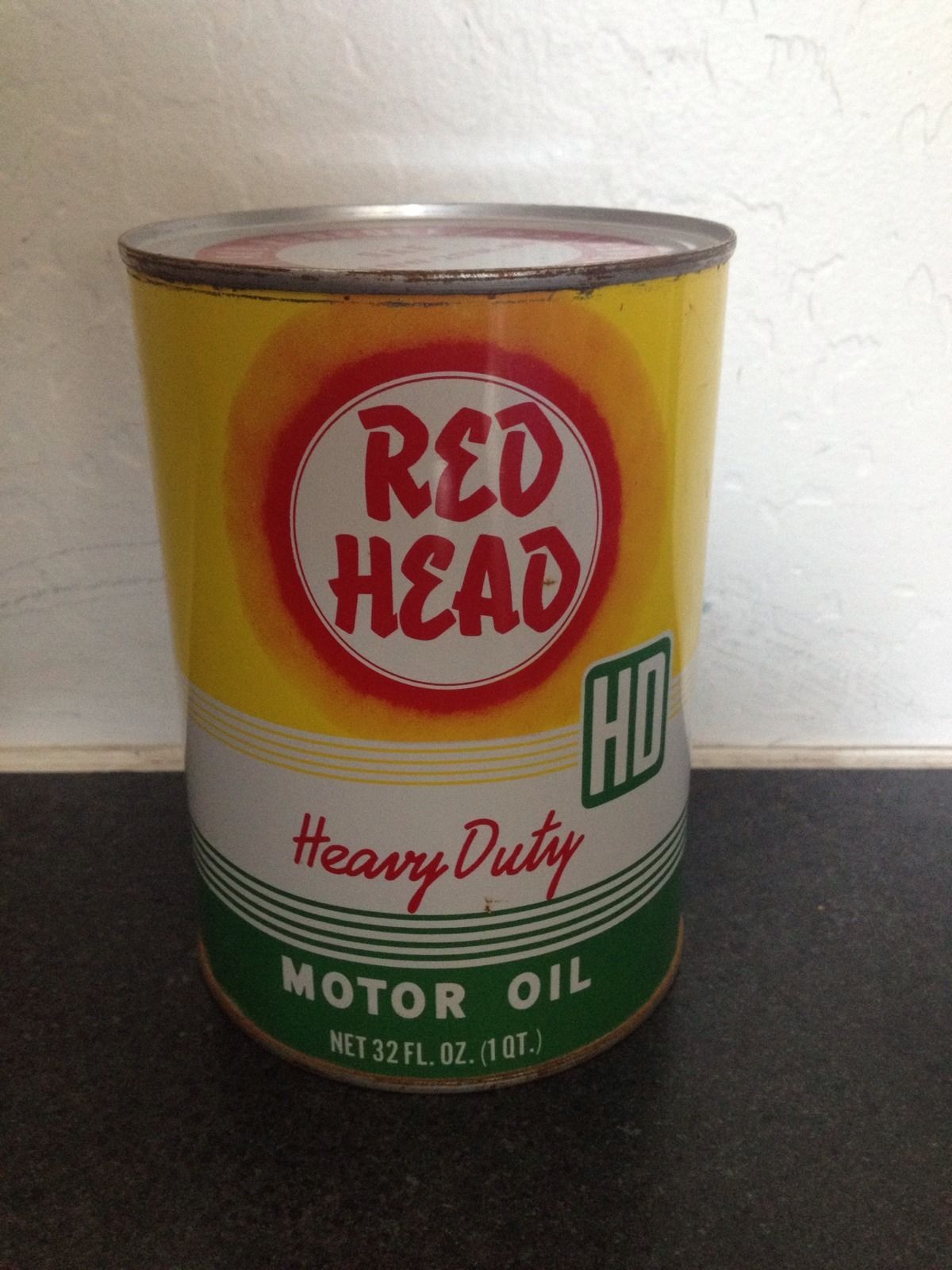 Vintage Rare Red Head Heavy Duty Full Oil 1 Quart Can advertising oil and Gas