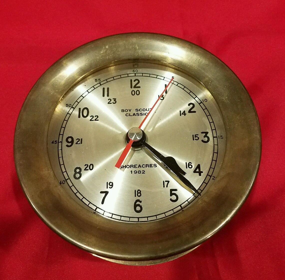 Rare Vintage BOY SCOUT CLASSIC SHOREACRES 1982 BRASS SHIP CLOCK