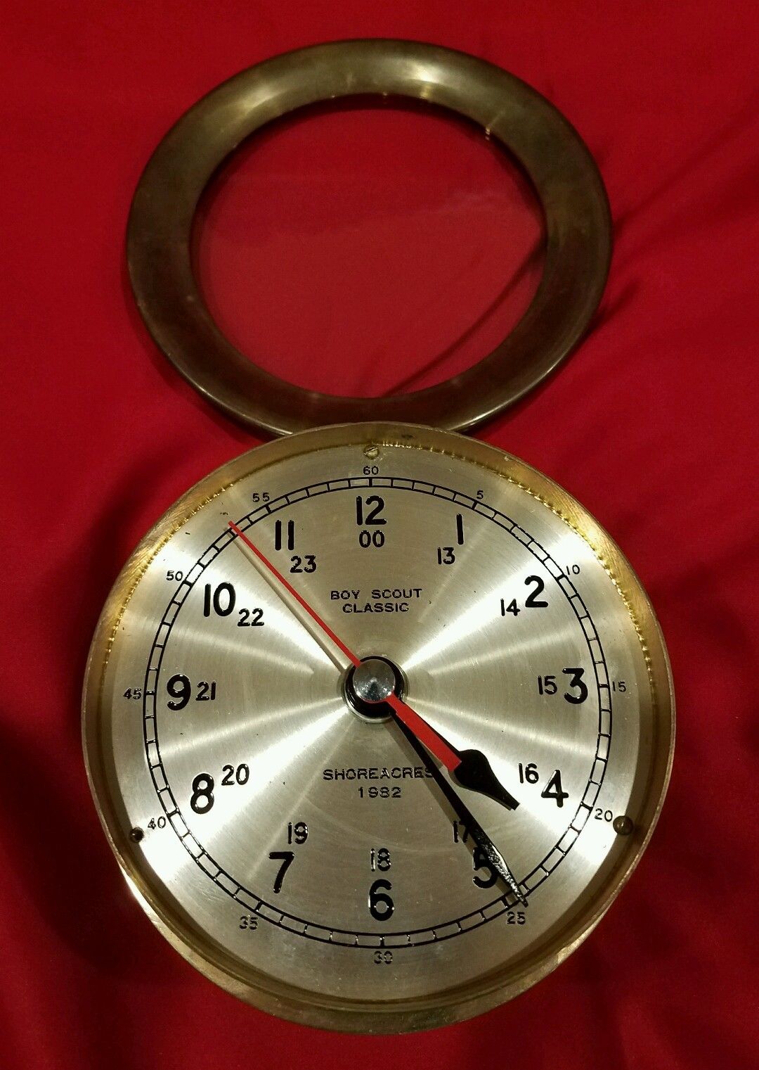 Rare Vintage BOY SCOUT CLASSIC SHOREACRES 1982 BRASS SHIP CLOCK