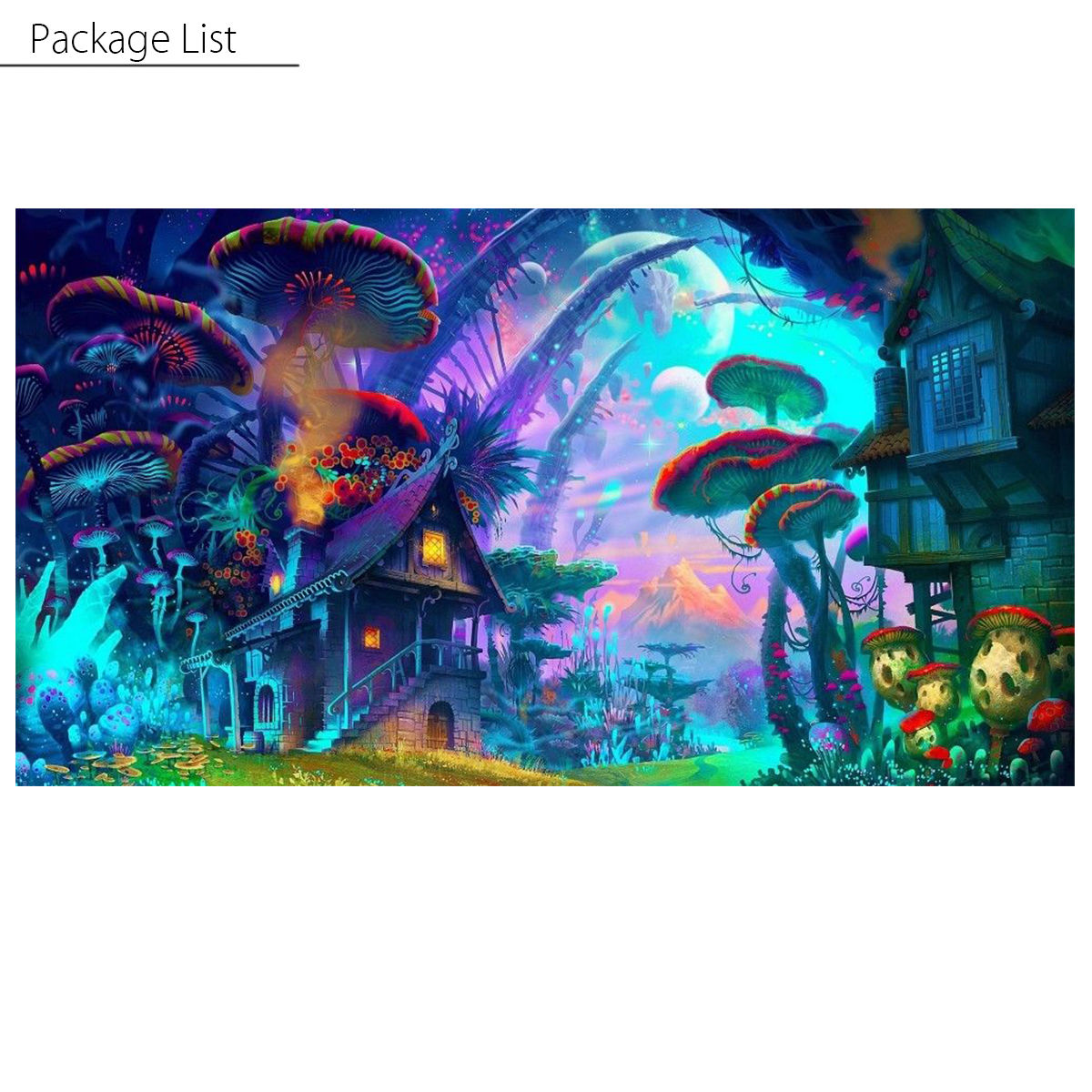 Psychedelic Mushroom Town Art Print Fabric Silk Poster Wall Home Decor 24x36inch