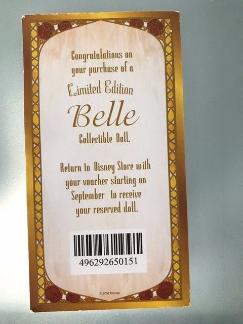 Disney Beauty and the Beast - Winter Belle Limited Edition Doll - Voucher Card