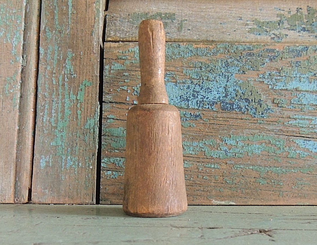 Antique Primitive Miniature Wood * Mallet Pestle Grinder