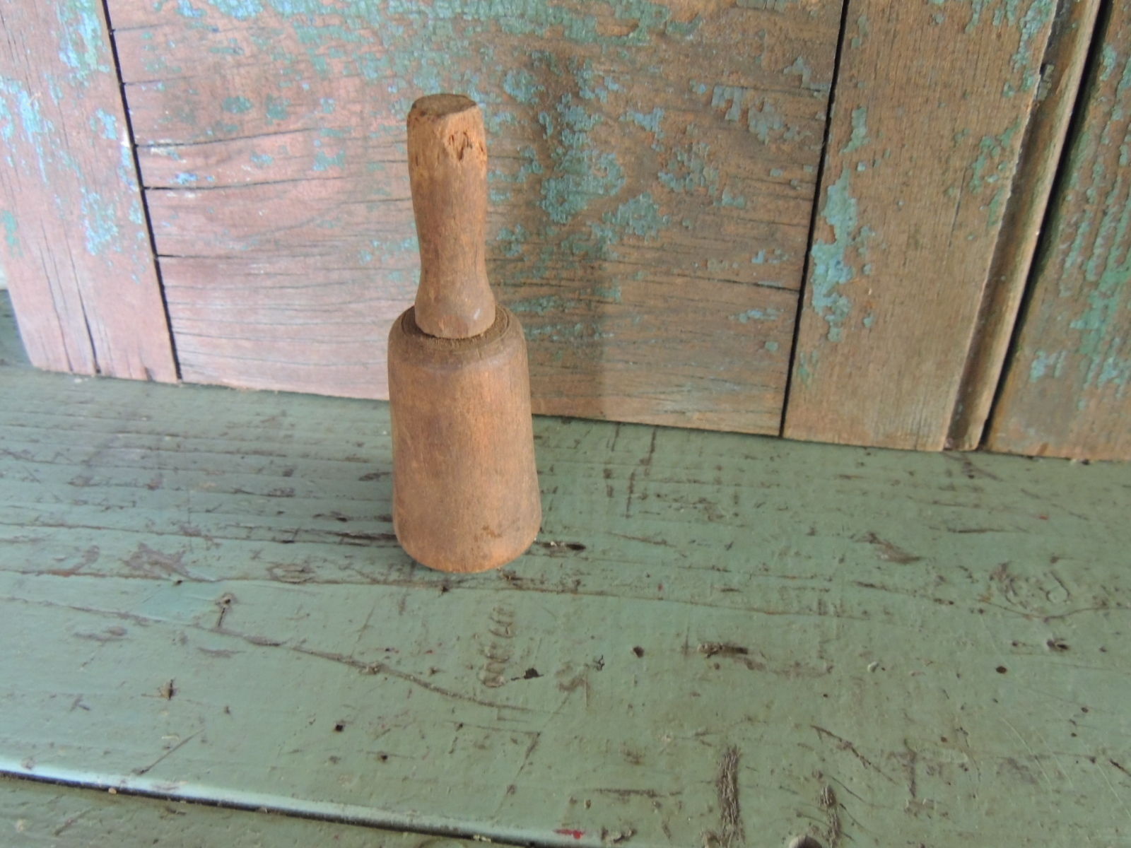 Antique Primitive Miniature Wood * Mallet Pestle Grinder