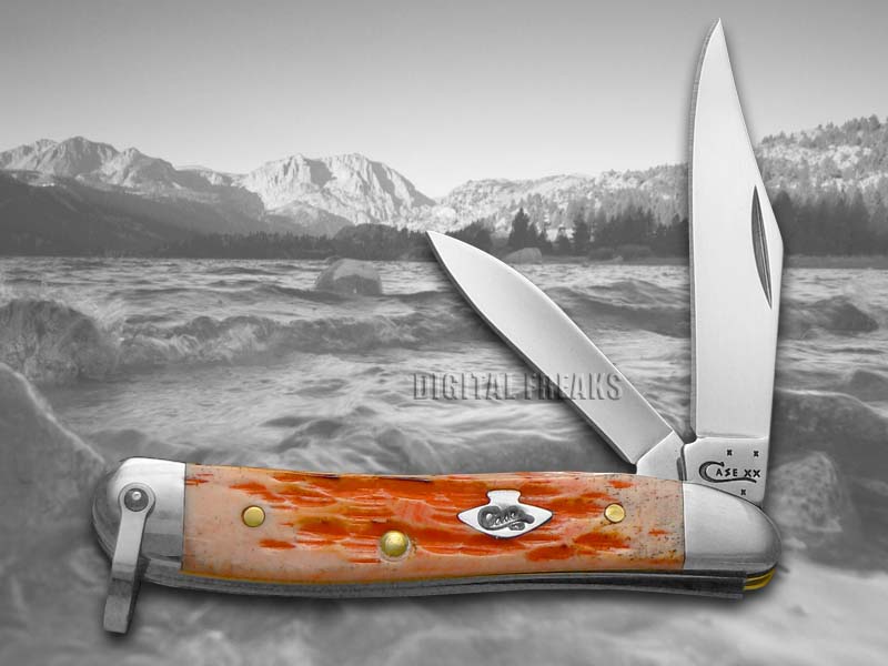 CASE XX Jigged Burnt Salmon Bone Peanut Stainless Pocket Knives Knife