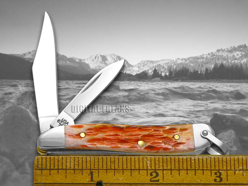 CASE XX Jigged Burnt Salmon Bone Peanut Stainless Pocket Knives Knife