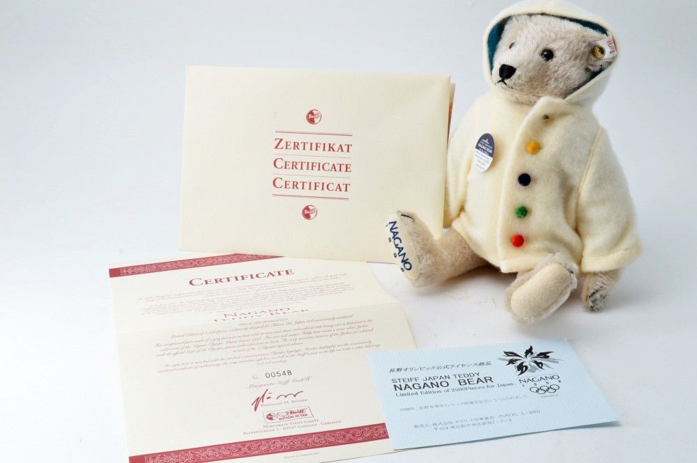 New Japanese Steiff Teddy Bear NAGANO Grey Limited Edition 1997-98 (mn31)