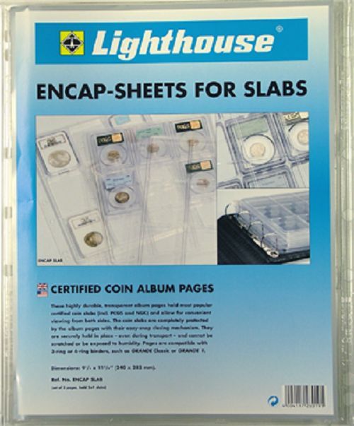 Lot of 6 Lighthouse ENCAP Clear Certified Graded Coin Slab Album Pages PCGS NGC