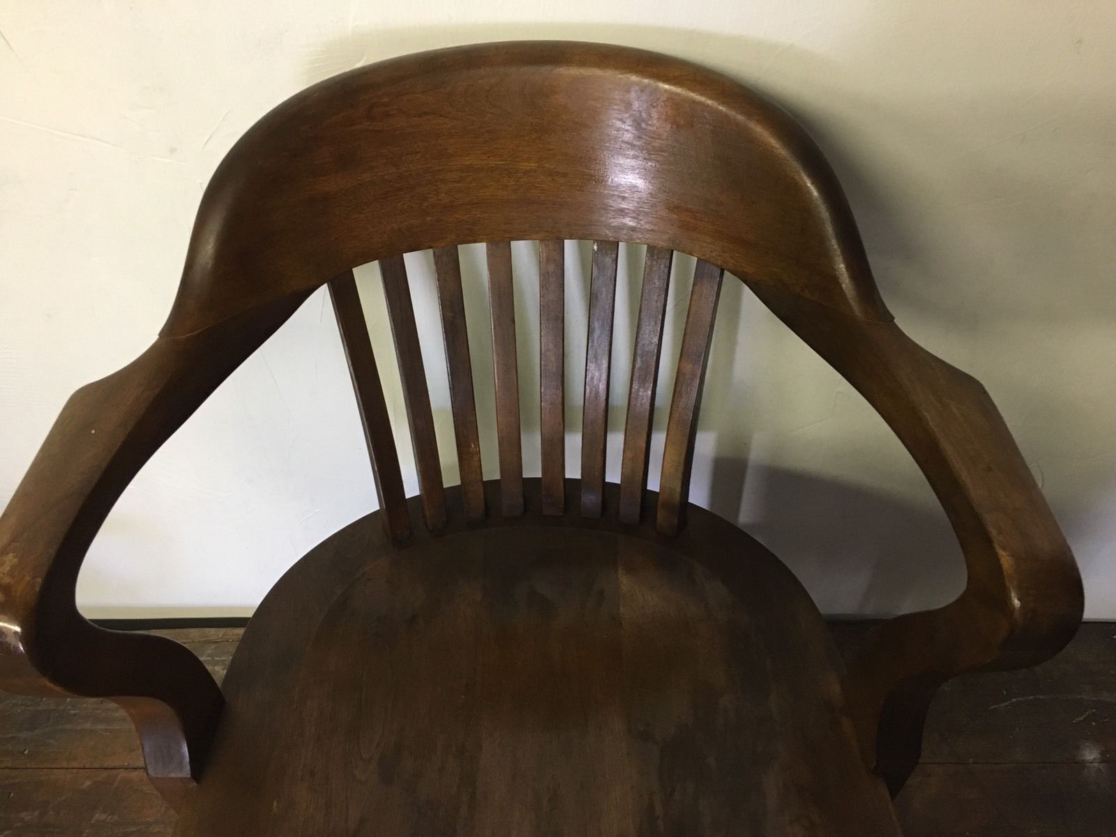 Antique Vintage Lawyers Bankers Library Oak Desk Barrel Back Arm Chair