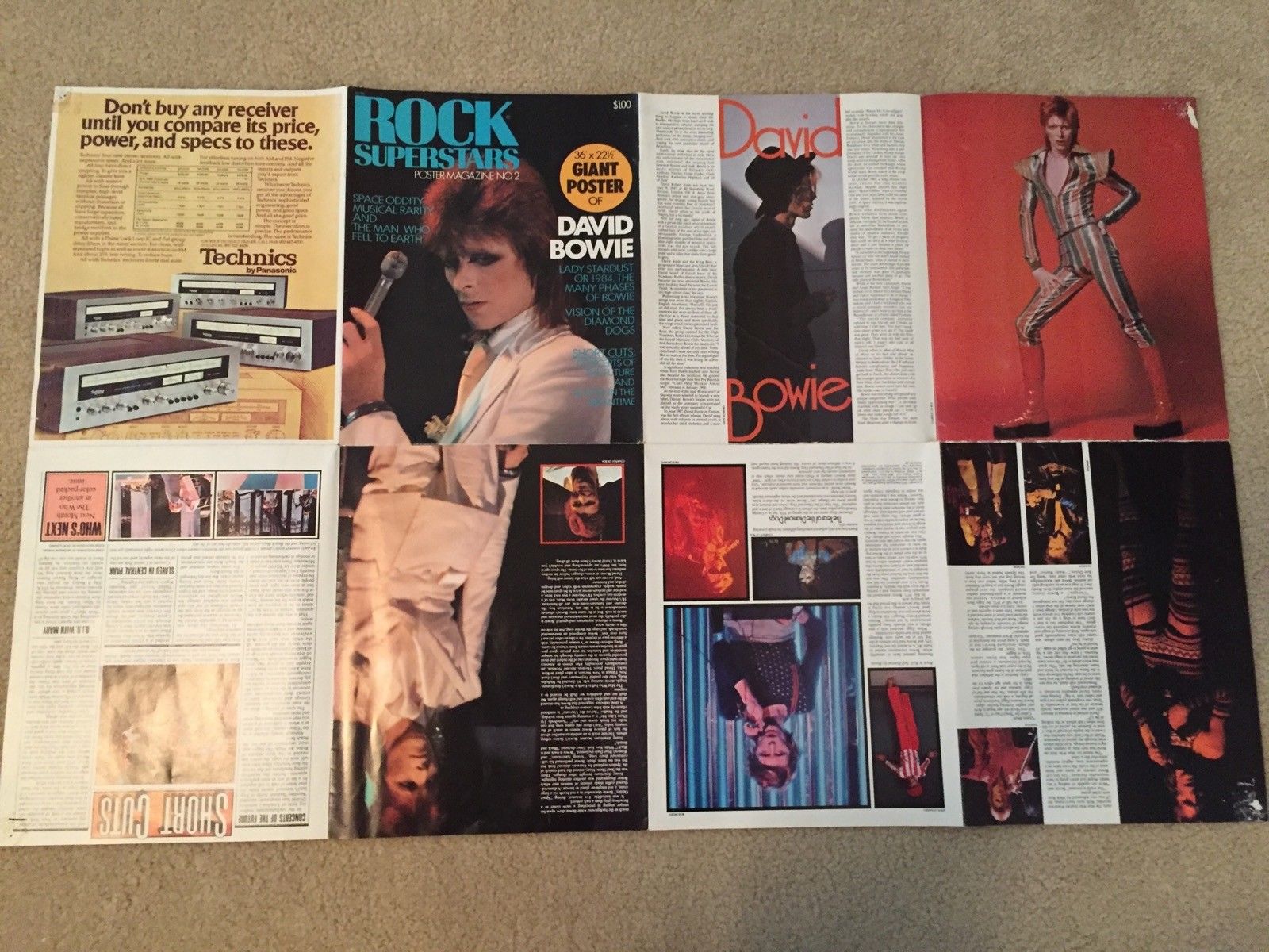 ROCK SUPERSTARS POSTER MAGAZINE #2! DAVID BOWIE POSTER! 36X22.5 VINTAGE! SIGNED?