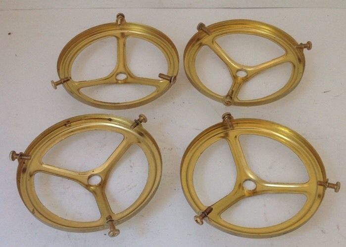 Set 4 Stamped Brass 4" Gas Light Lamp Shade Holder Rings