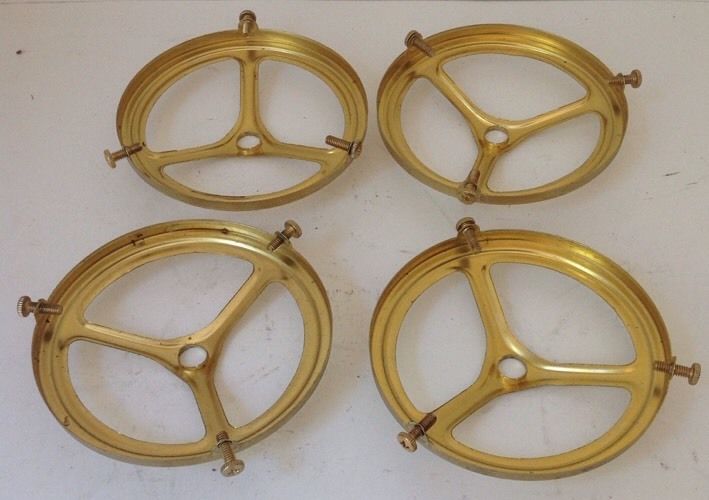 Set 4 Stamped Brass 4" Gas Light Lamp Shade Holder Rings