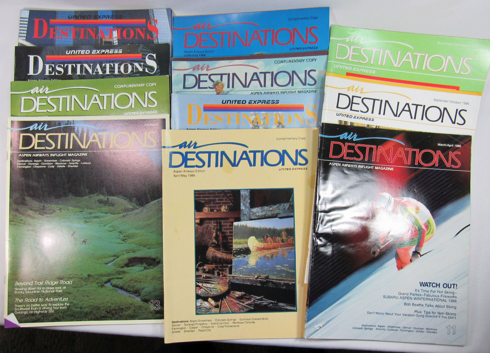 Lot of 11 Vintage Aspen Airways "Air Destinations" Magazines