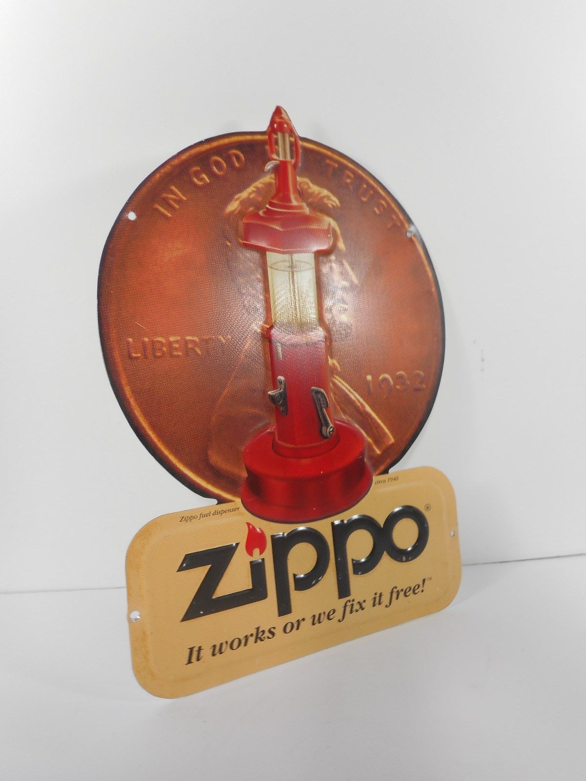 14" X 10" Vintage Looking Embossed zippo Fuel Dispenser Tin Sign