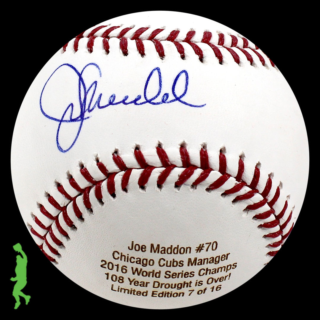 JOE MADDON AUTOGRAPH SIGNED 2016 WORLD SERIES CHAMPS BASEBALL BALL CUBS JSA COA