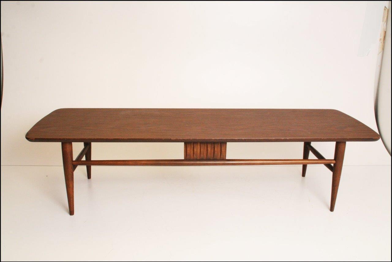 Danish Modern COFFEE TABLE wood mid century vintage surfboard brown WILL SHIP