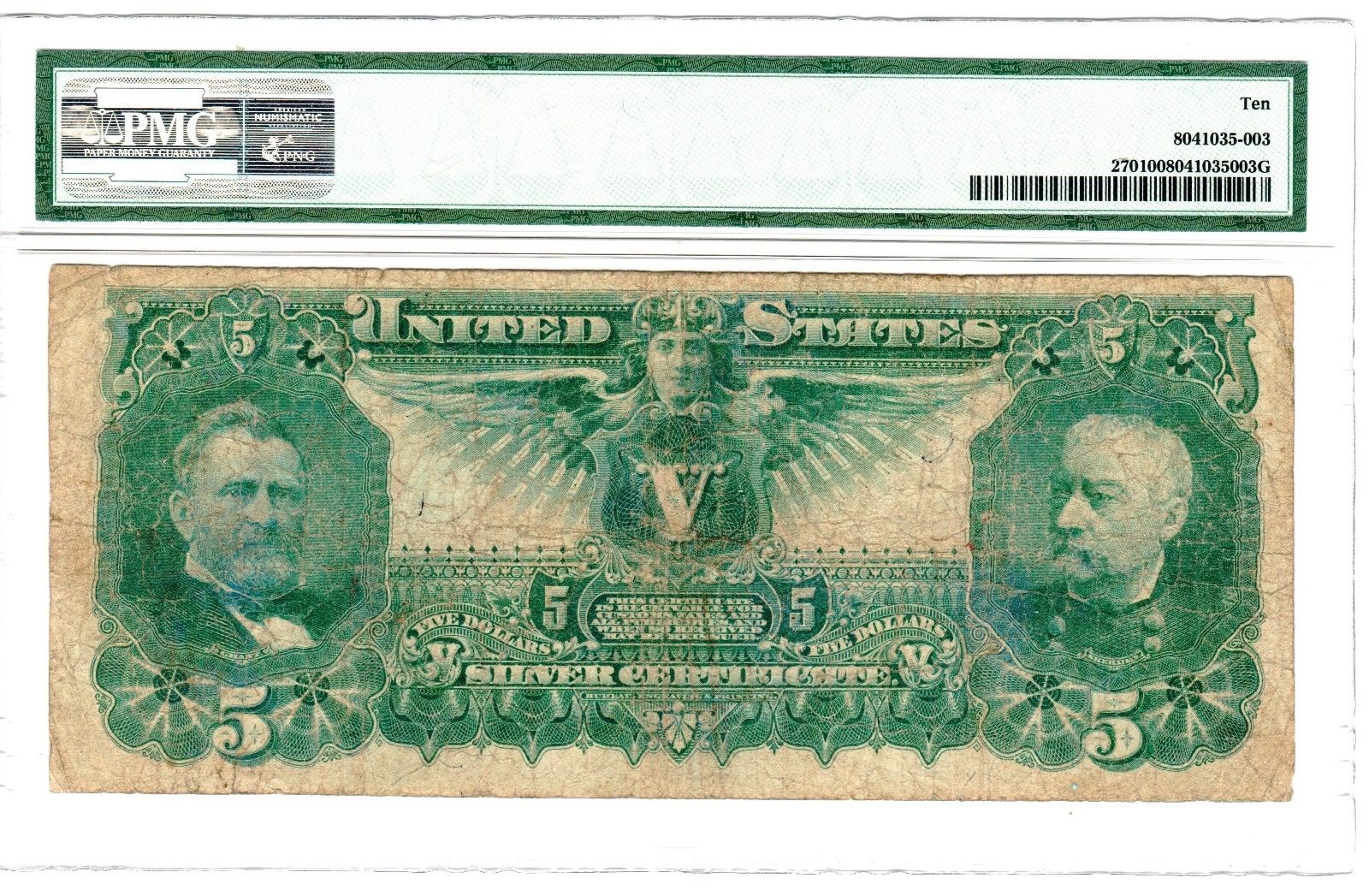 1896 $5 Silver Certificate, Fr. 270, Very Good (VG-10) Condition (PMG)