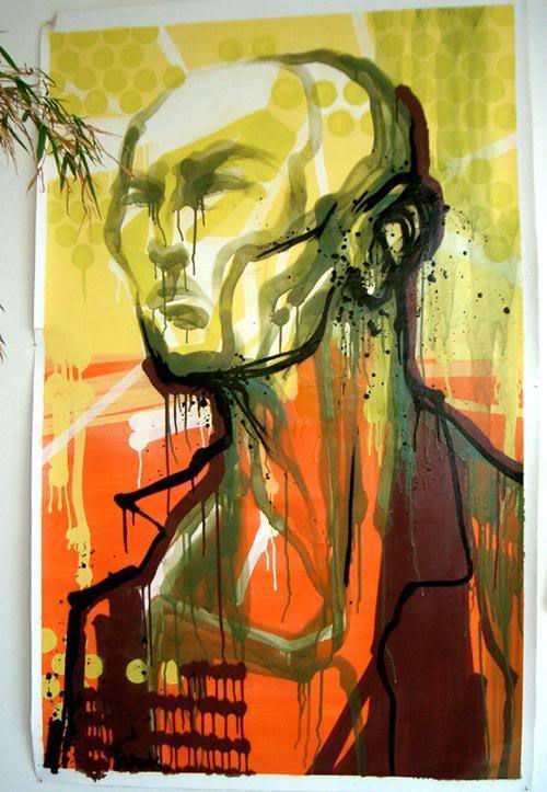 Titi Freak 'Man in Yellow' original canvas Os Gemeos KAWS Banksy Shepard Fairey