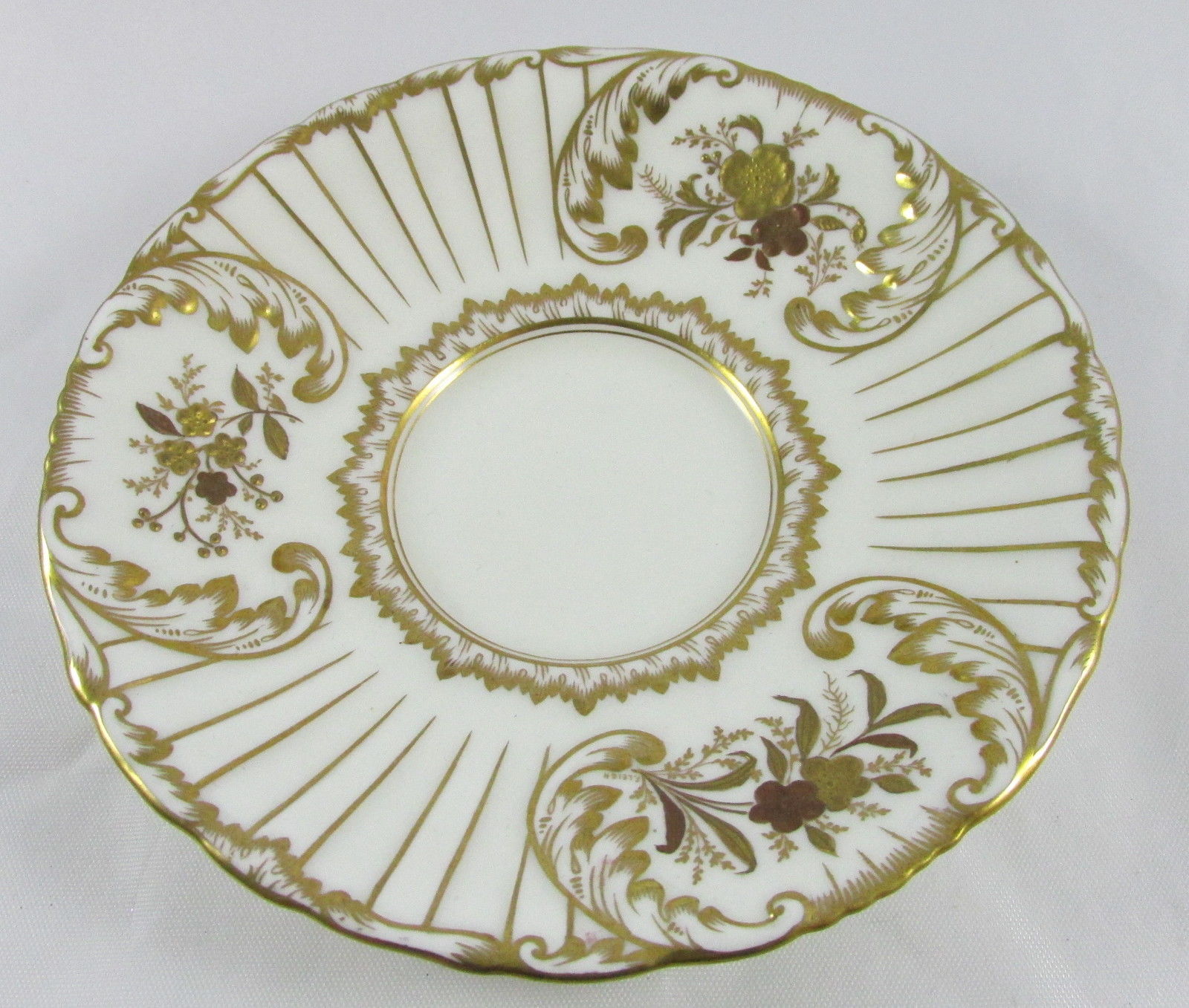 Antique Cauldon Fine China Cup&Saucer Hand Painted Raised Gold Gilt Flowers