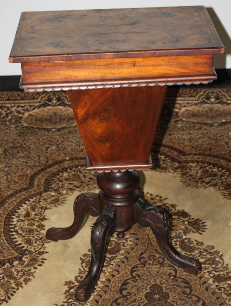 Antique Victorian Burr Walnut Sewing Table - FREE Shipping [PL623]