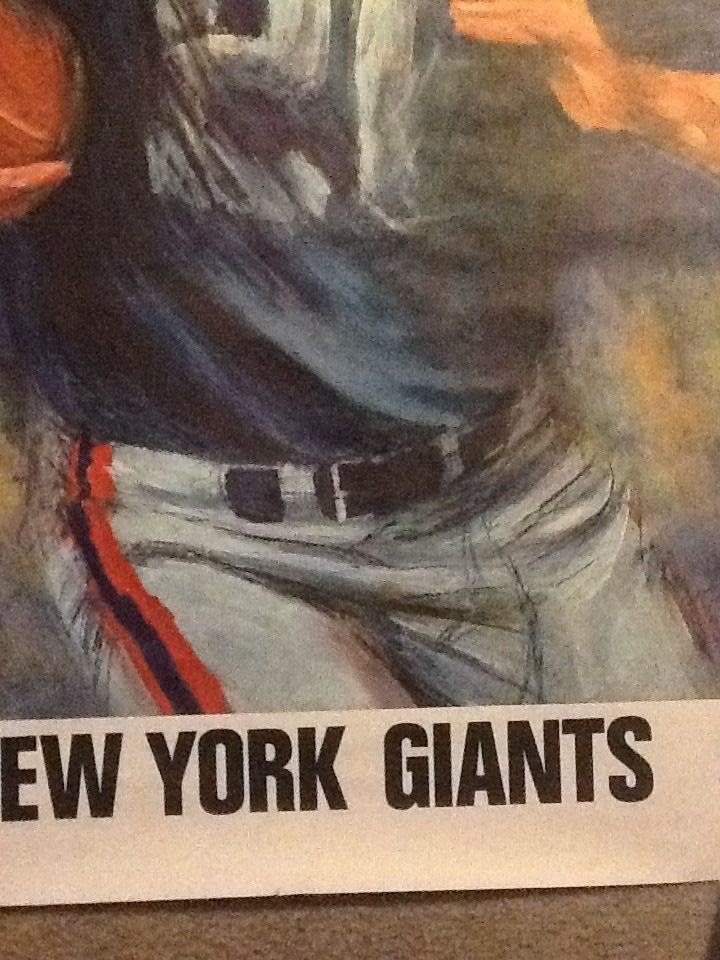 Vintage 1960's Dave Boss NEW YORK GIANTS  Full Size Poster 36 x 24