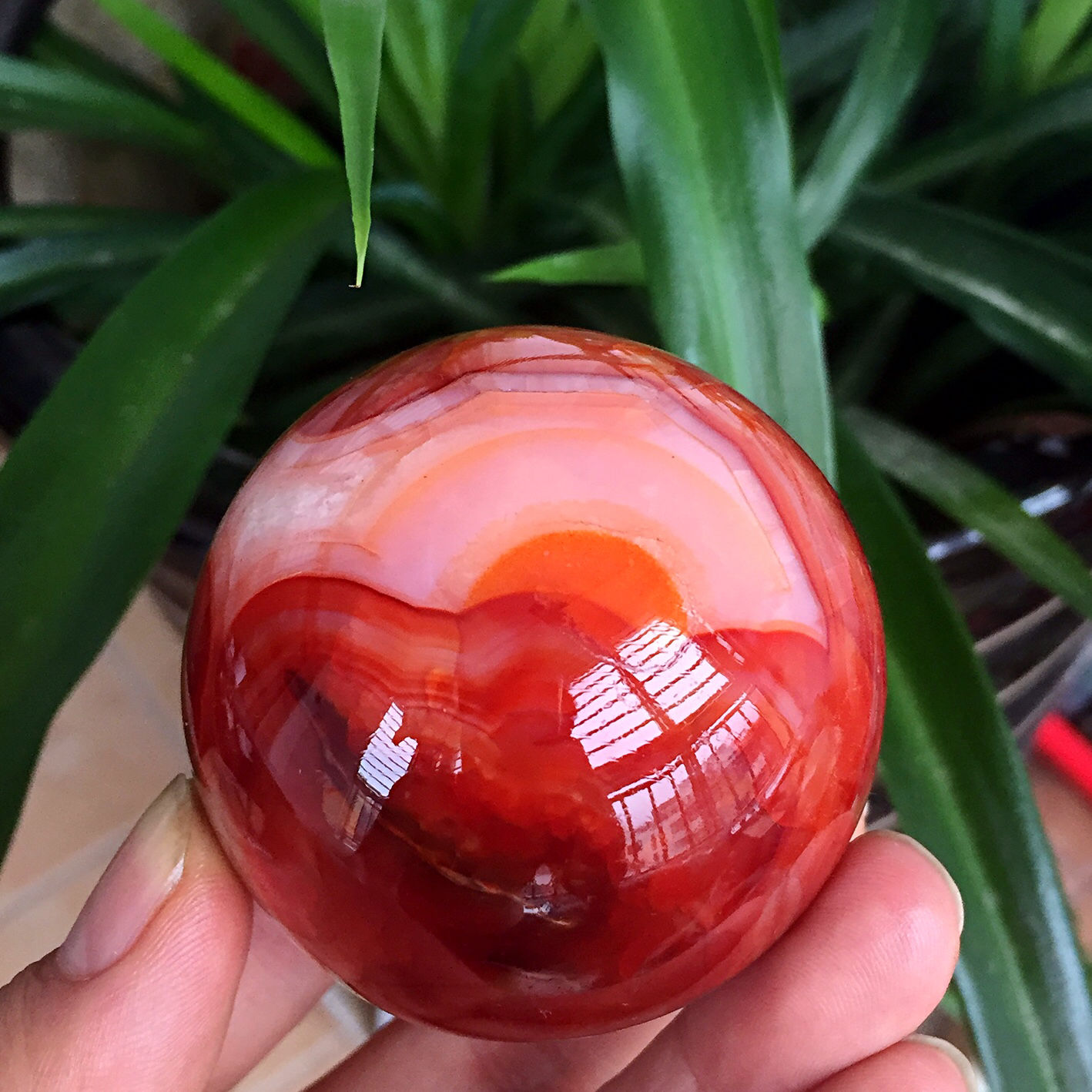 282g Beautiful Natural red Agate Crystal Sphere Ball healing Madagascar