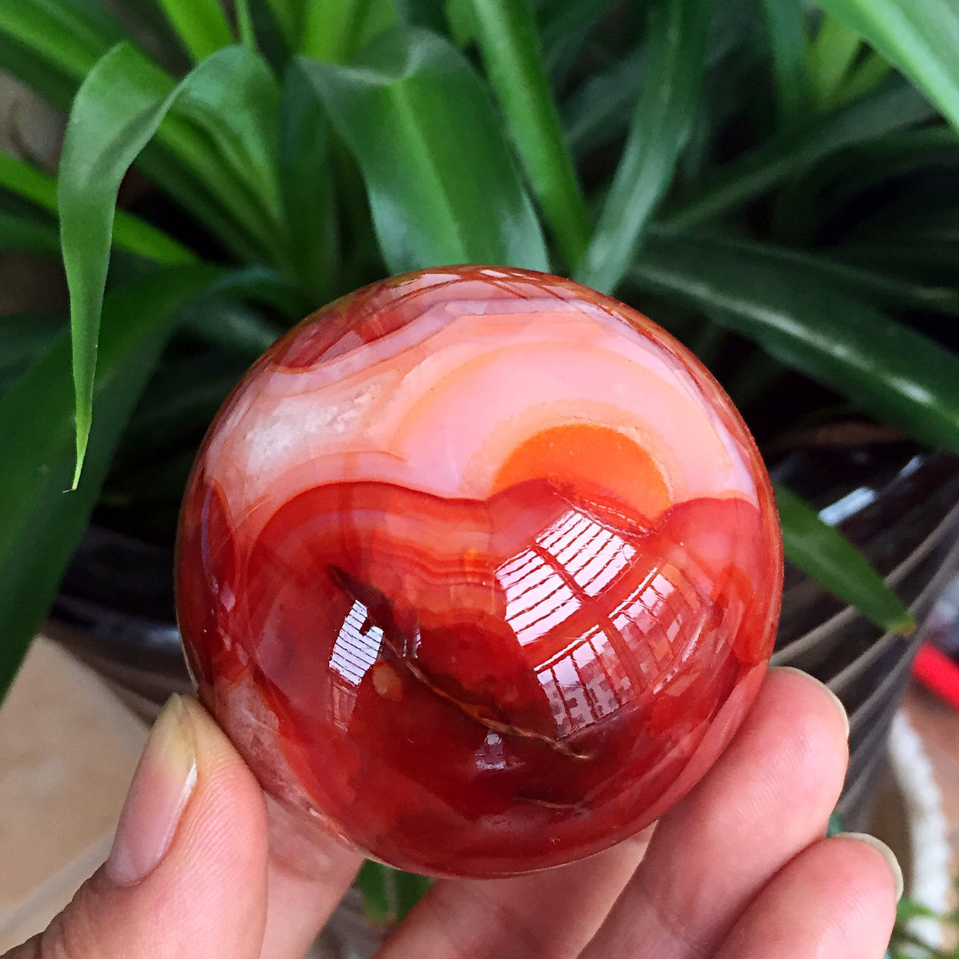 282g Beautiful Natural red Agate Crystal Sphere Ball healing Madagascar