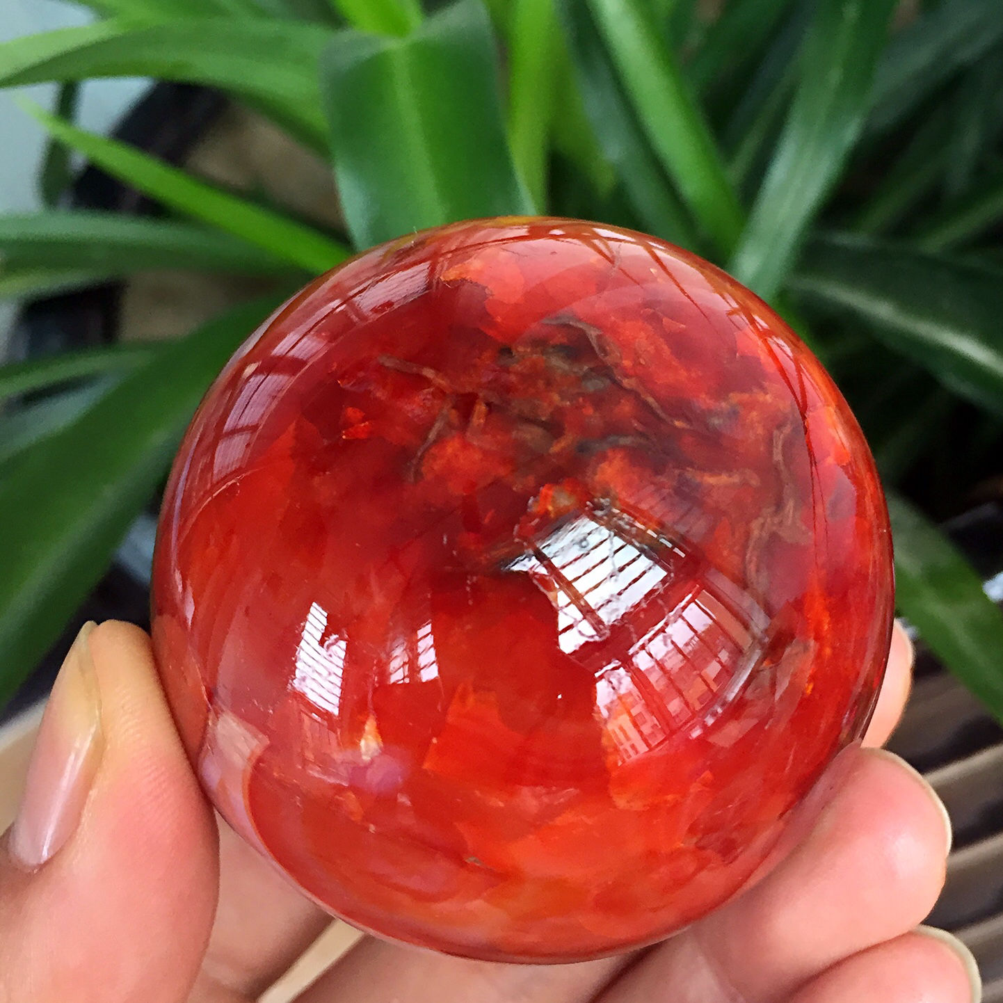 282g Beautiful Natural red Agate Crystal Sphere Ball healing Madagascar