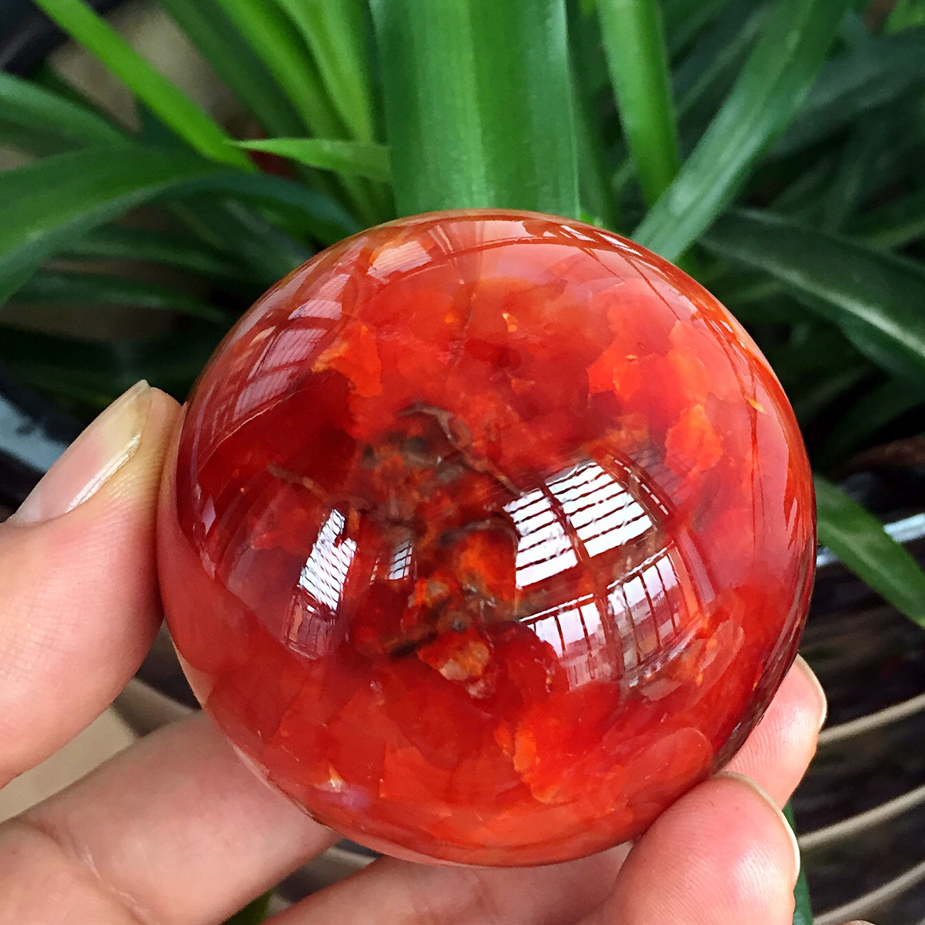 282g Beautiful Natural red Agate Crystal Sphere Ball healing Madagascar