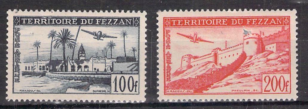 Libya Fezzan French Occupation 1951, Scott #2NC3-2NC4  Mint Hinged (MH) , VF+