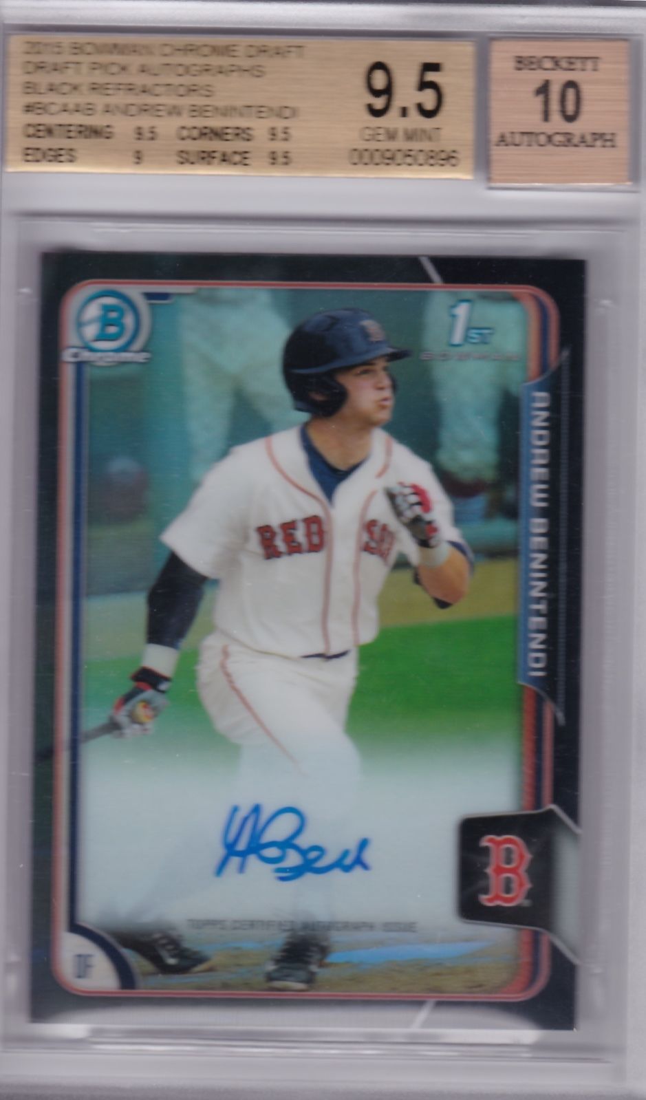 2015 Bowman Chrome Black Andrew Benintendi Auto RC Rookie Autograph BGS 9.5