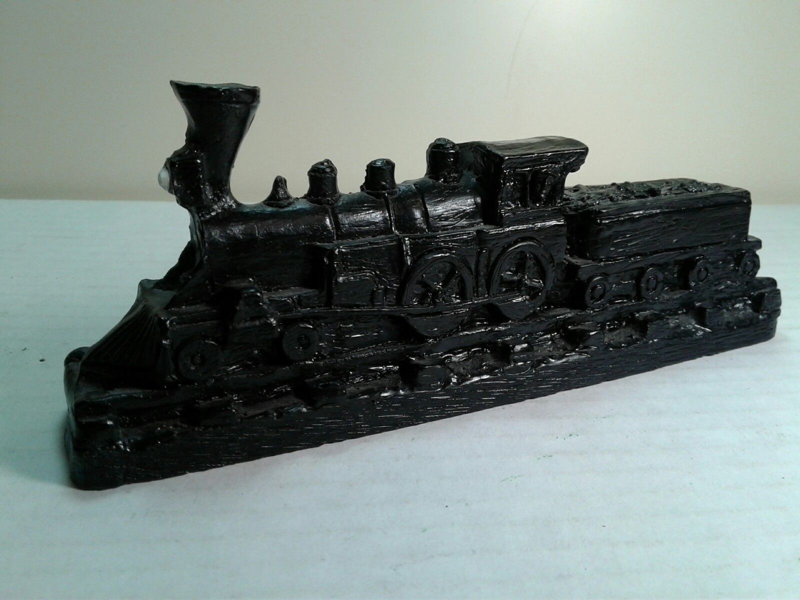 Vintage Hand Crafted Folk Art Train Hand Carved from Coal Signed by Artist 1981