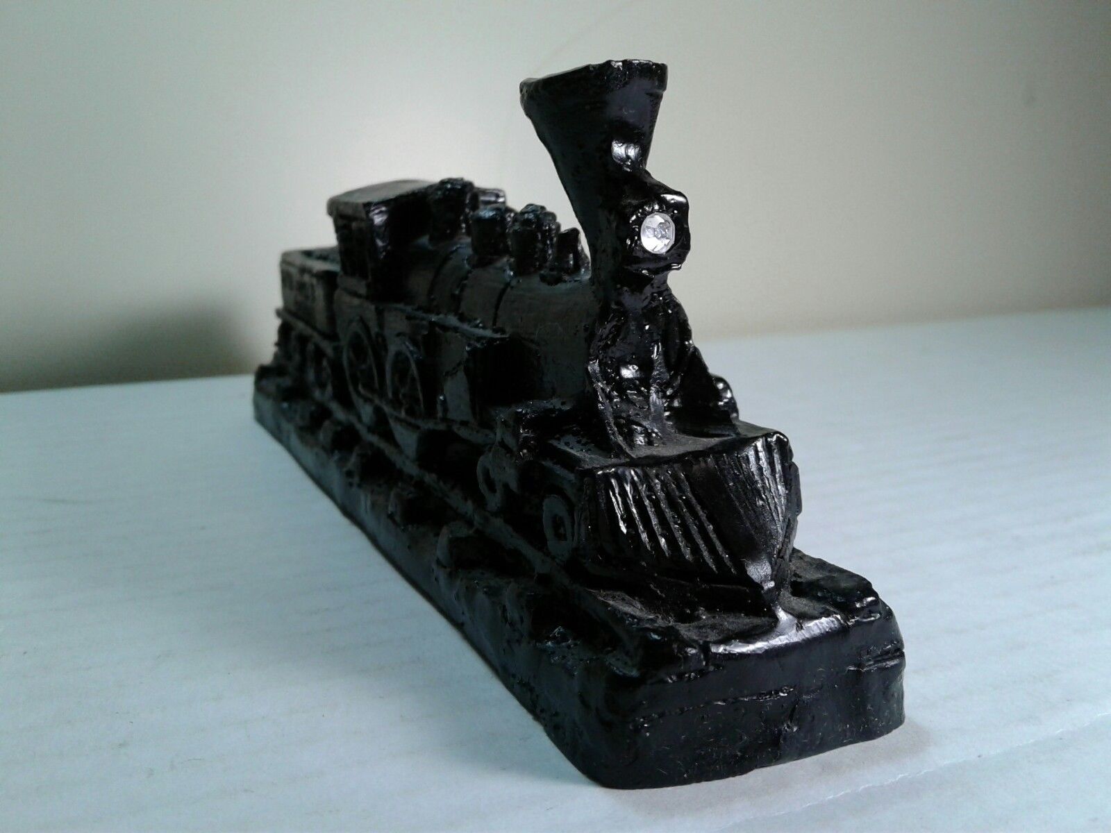 Vintage Hand Crafted Folk Art Train Hand Carved from Coal Signed by Artist 1981