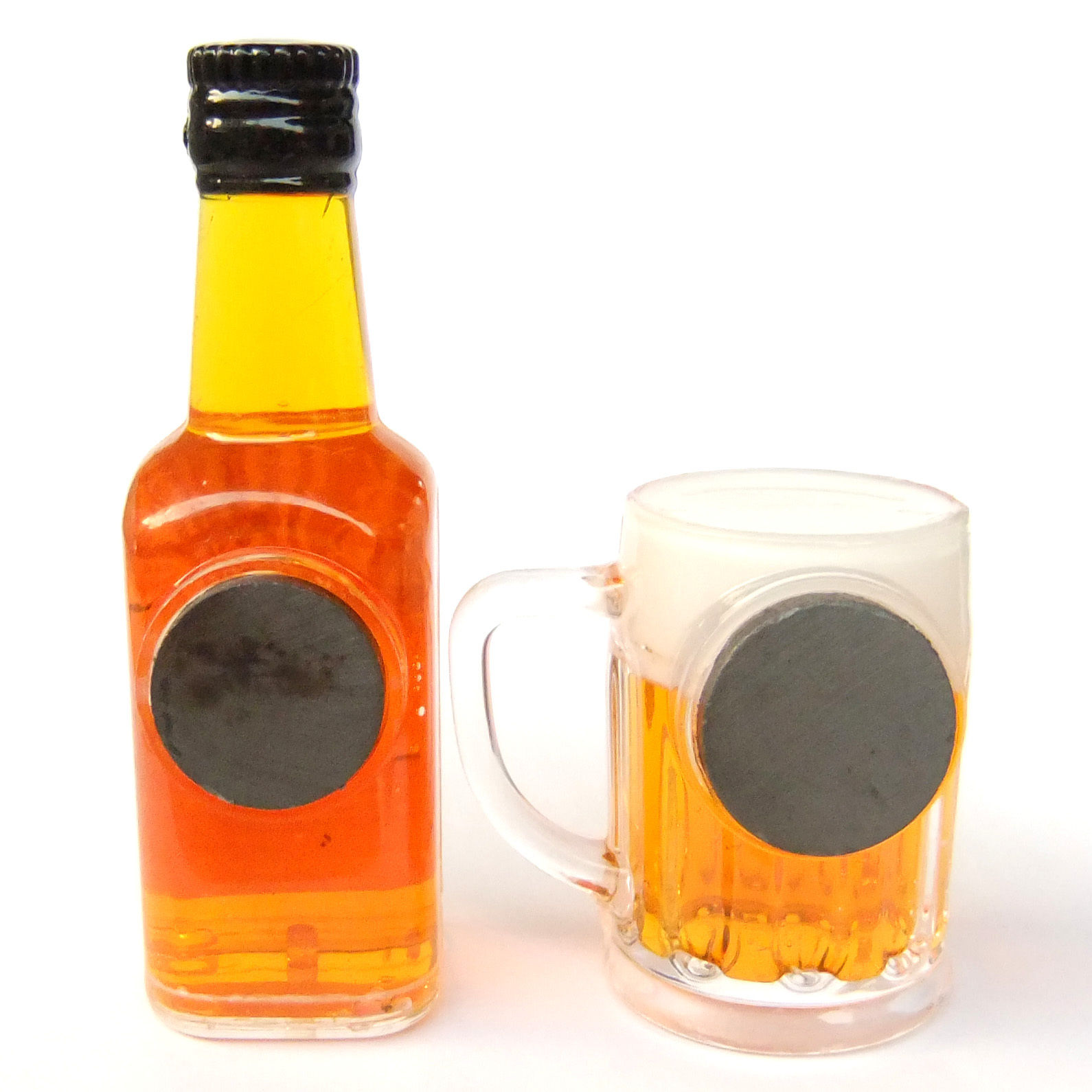 2pcs Beer Mug Cup Whiskey Wine Bottle 3D Resin Fridge Magnet Fun Decor Gift