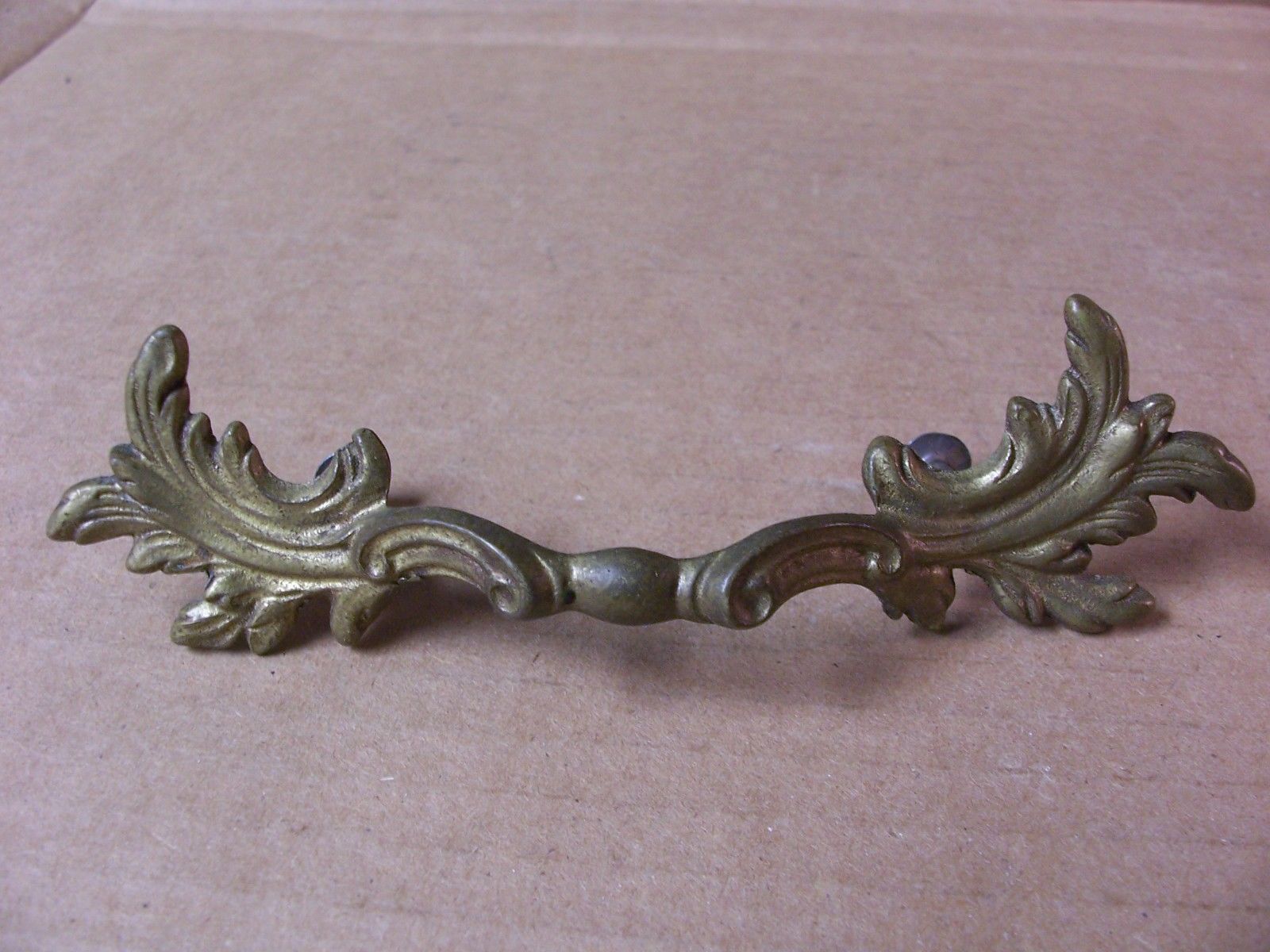 (6) ANTIQUE SOLID BRASS FRENCH PROVINCIAL DRAWER PULLS / HANDLES -- W/ SCREWS