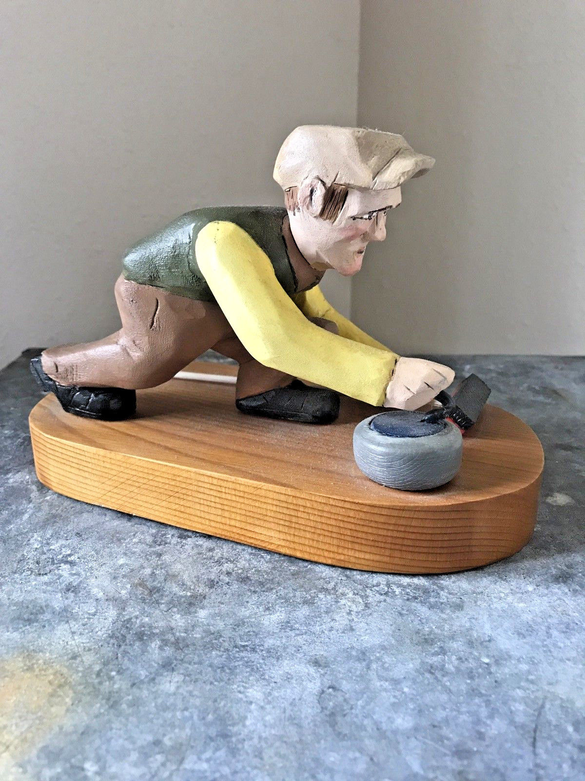 Vintage Curling Wooden Carving British Columbia Origin