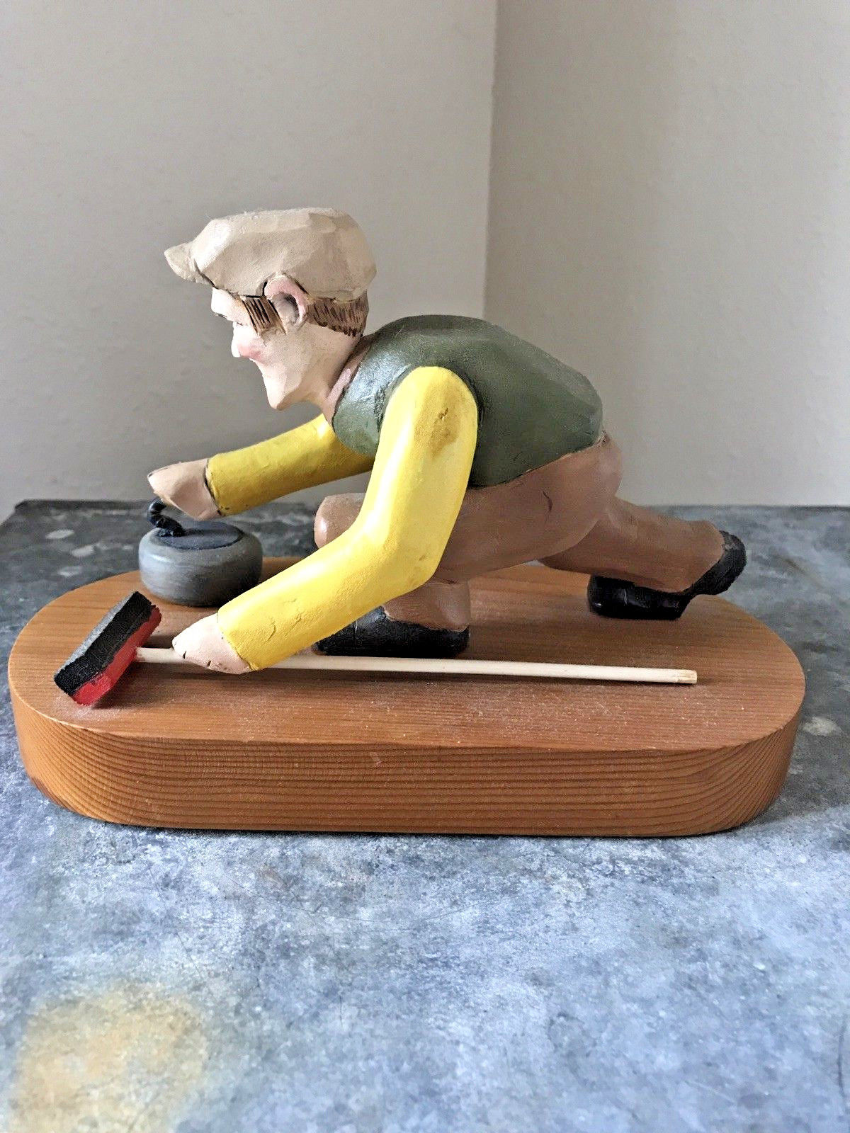 Vintage Curling Wooden Carving British Columbia Origin