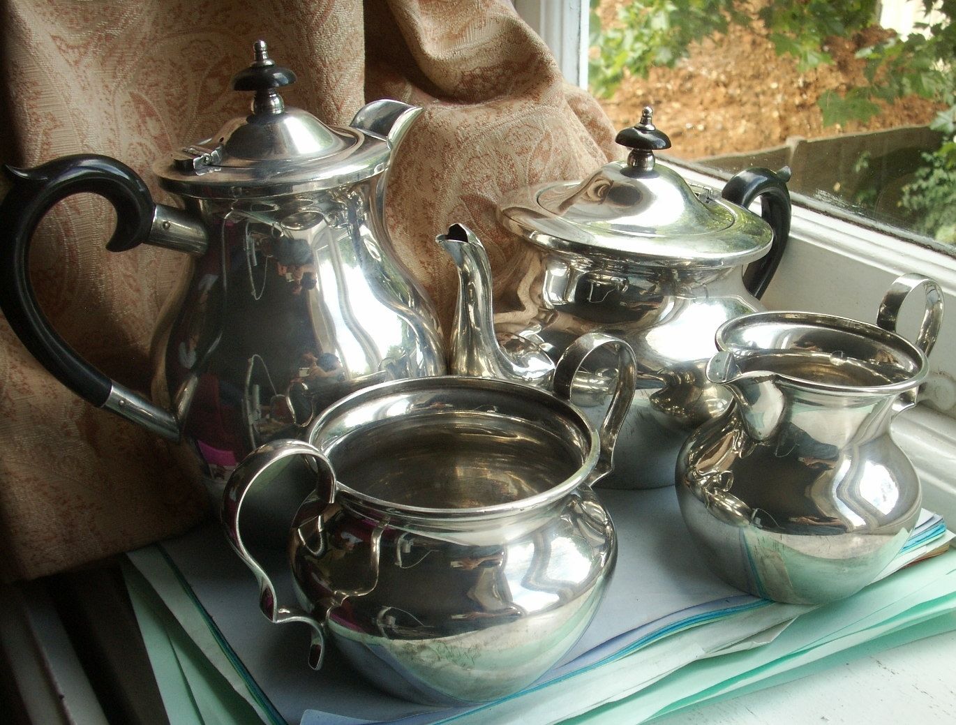 Old Vintage Antique English Silver Plated TW&S EPNS Teapot Set C.1920 4 piece