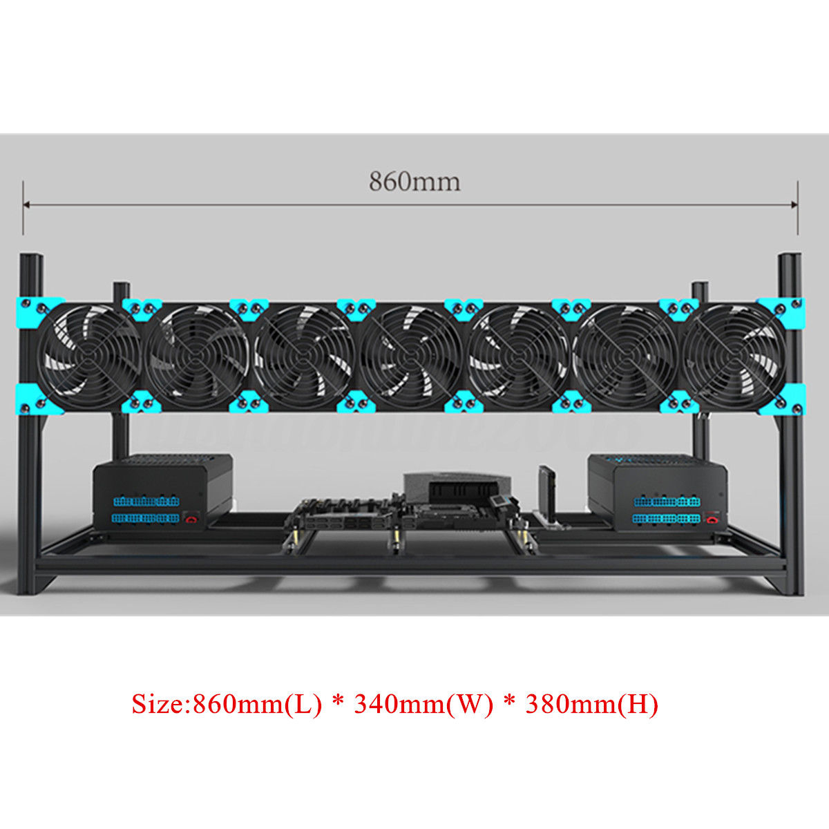 Open Air Frame Mining Rig Case Aluminium Pour 8 GPU Bitcoin ETH Ethereum Miner