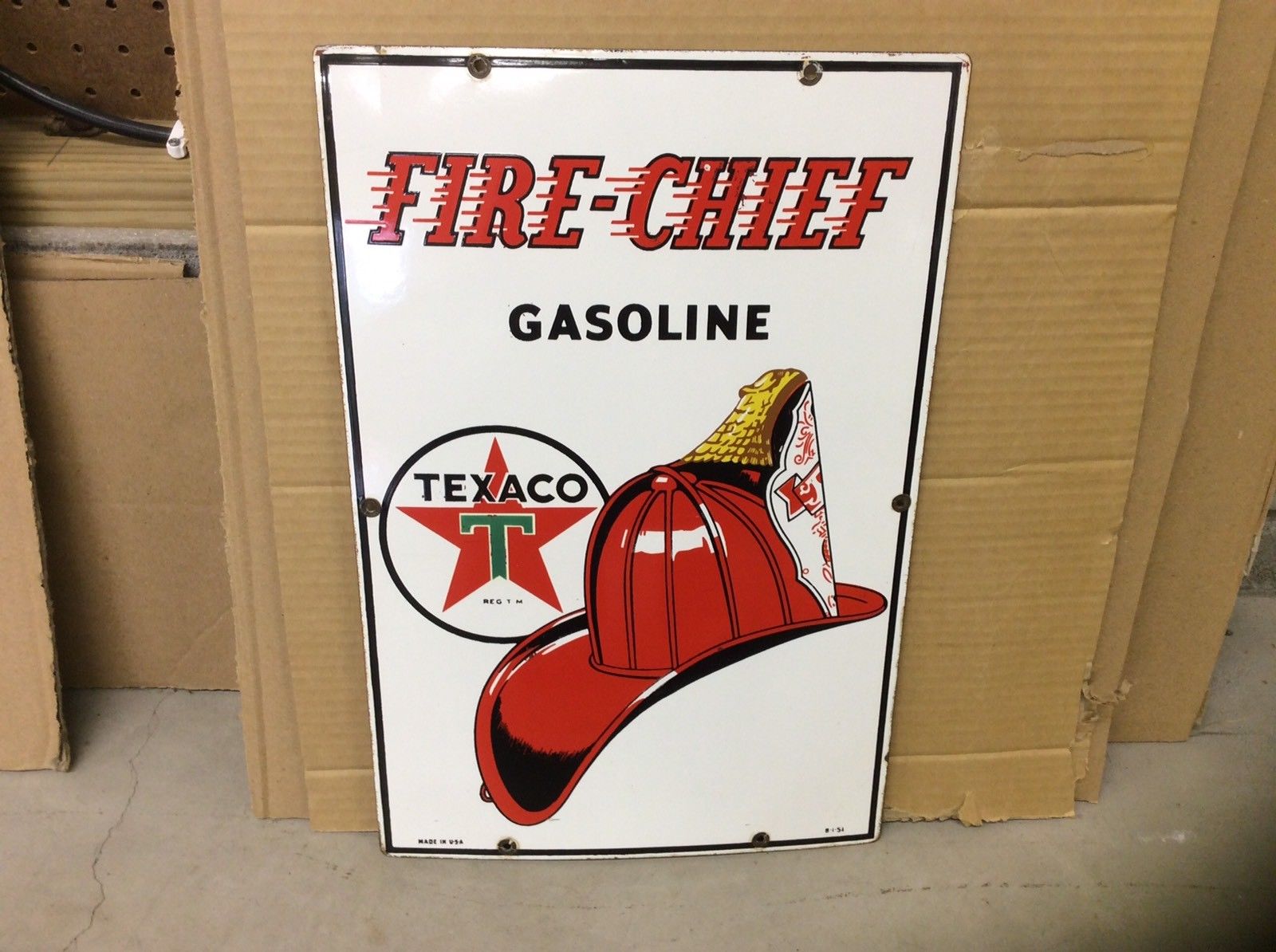 1951 Original Fire Chief TEXACO Gas Pump PORCELAIN SIGN 18X12