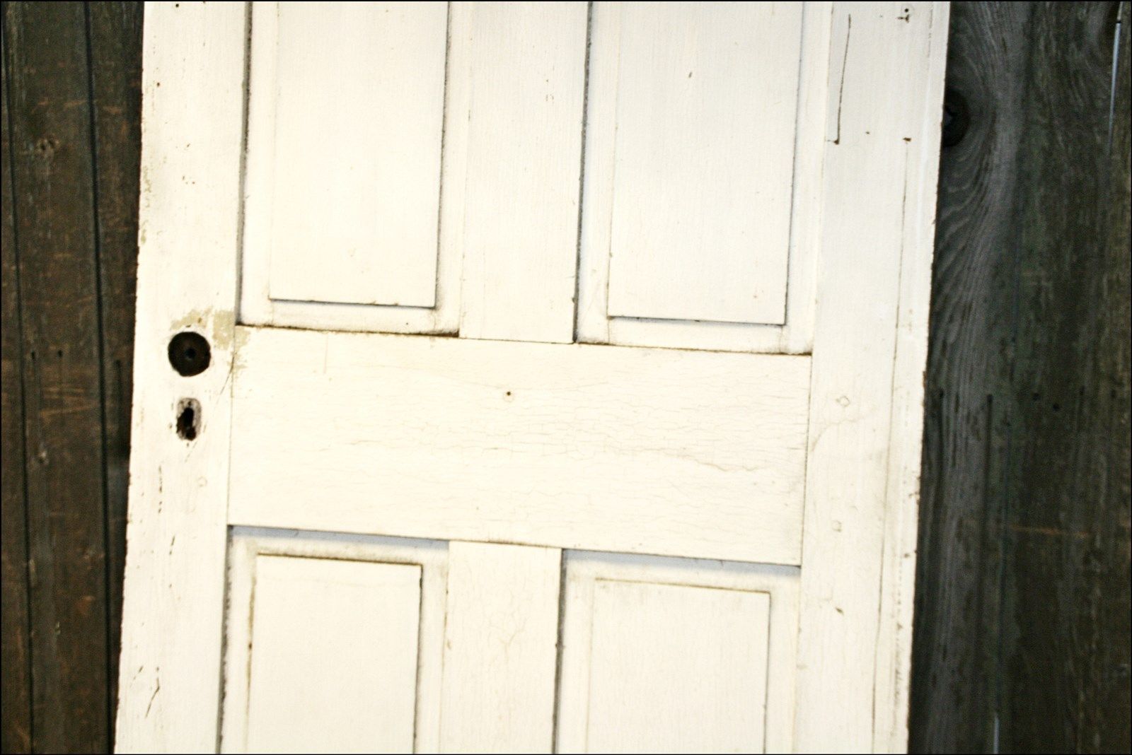 Vintage WOOD DOOR 4 paneled wooden antique shutter architectural salvage old #2