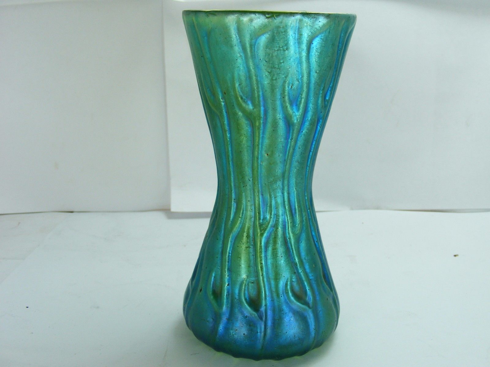 Loetz Neptune Art Glass VASE Antique Green Iridescent Seaweed Branches 5 7/8"