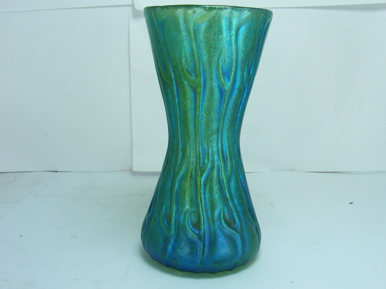 Loetz Neptune Art Glass VASE Antique Green Iridescent Seaweed Branches 5 7/8"