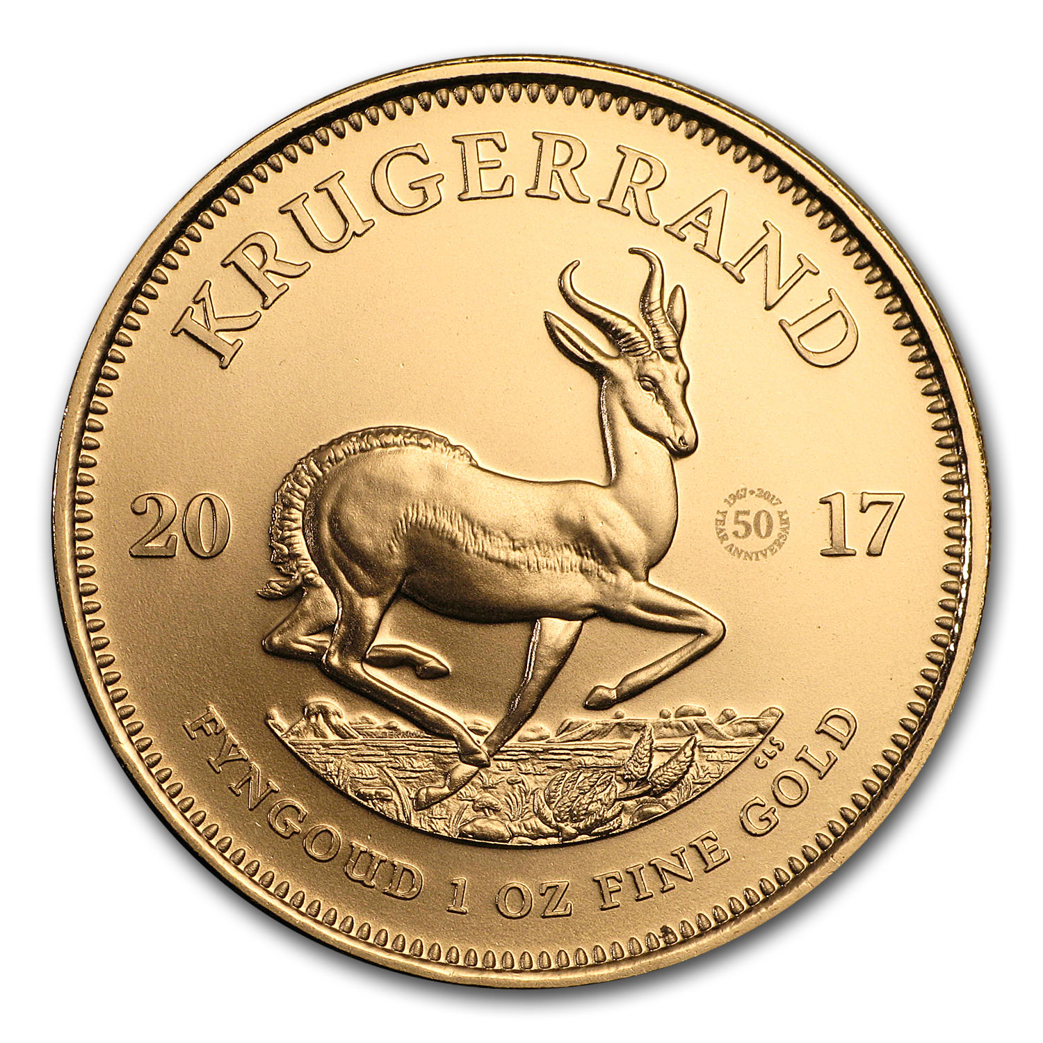 2017 South Africa 1 oz Gold Krugerrand 50th Anniv BU (Privy) - SKU #116256